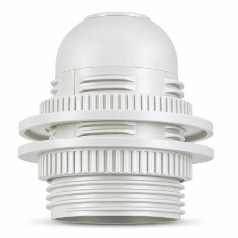 Douille plastique blanc à double bagues de serrages pour lampe à culot E26 "Format américain"