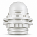 Douille plastique blanc à double bagues de serrages pour lampe à culot E27