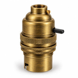 Douille de lampe B22 en laiton vieilli avec interrupteur intégré - fixation taraudage M10