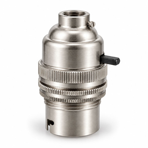 Douille de lampe B22 en laiton chromée avec interrupteur intégré - fixation taraudage M10